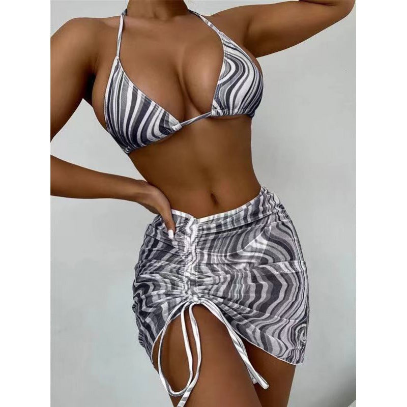 Sexy Striped 3pcs Bikini Swimsuits