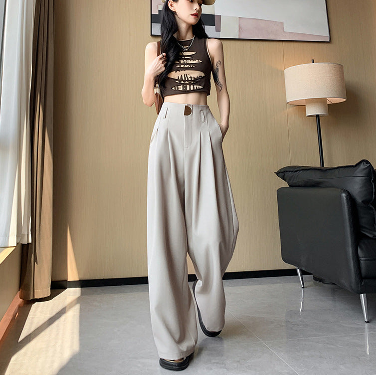 Casual High Waist Loose Long Straight Pants