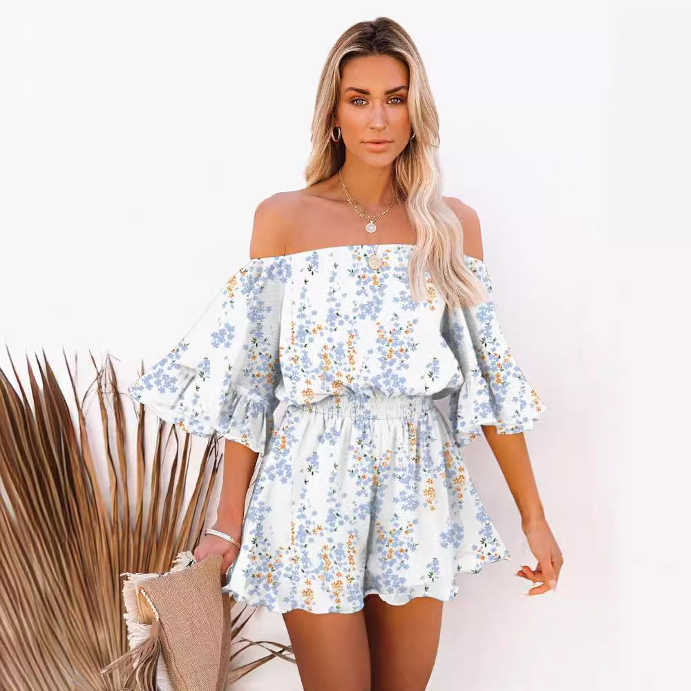 Sexy Off The Shoulder Chiffon Summer Short Jumpsuits