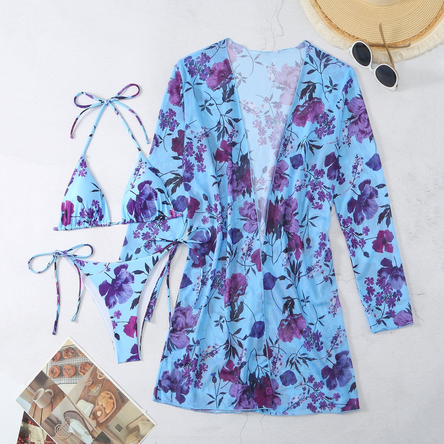 Casual Floral Summer 3pcs Women Swimsuits