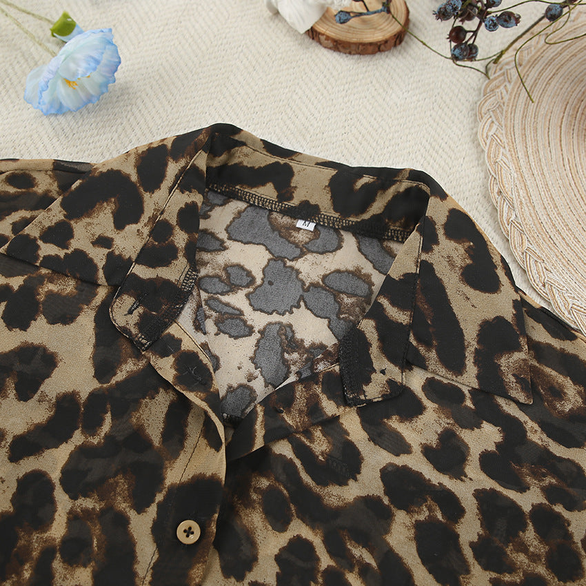 Casual Summer Breathable Leopard Two Pieces Suits