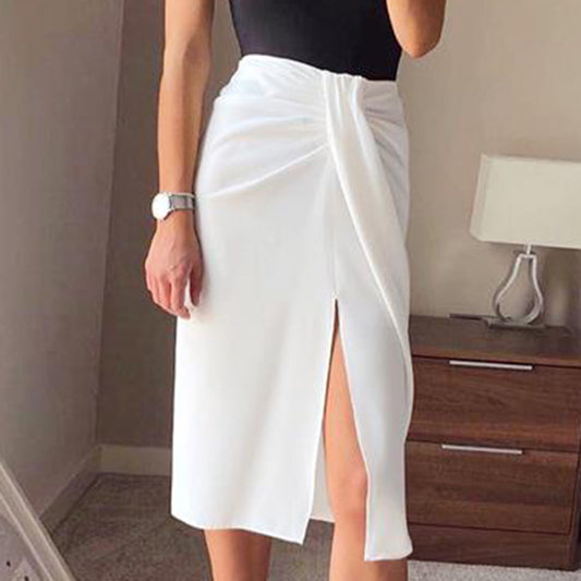 Sexy Split Front Designed White Skirts