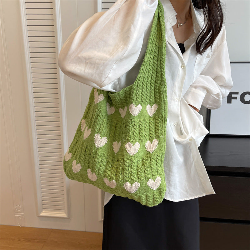 Casual Summer Knitted Wave Sweetheart Shoulder Bags