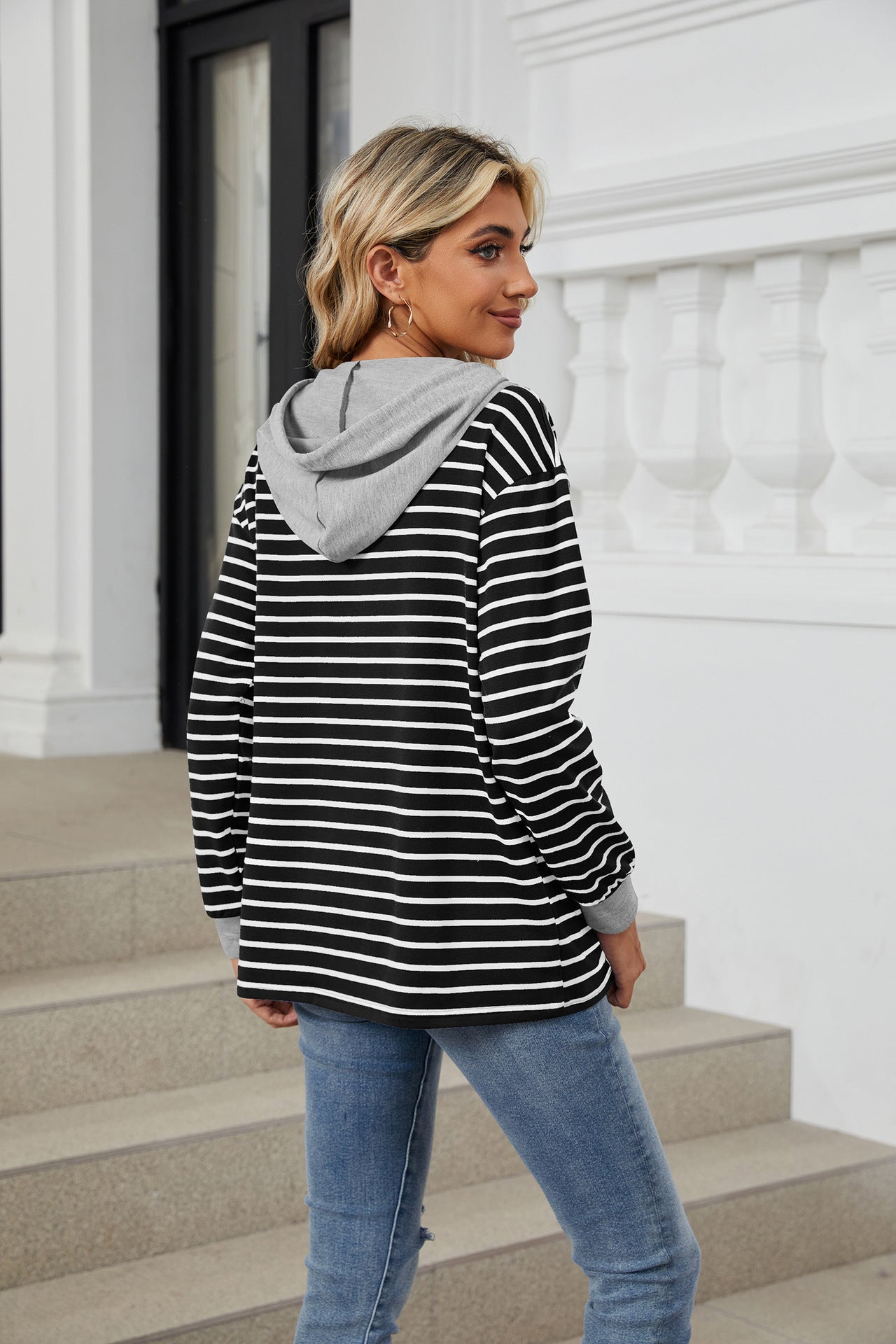 Casual Striped Long Sleeves Hoodies