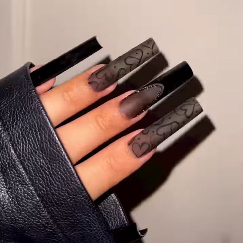 Black Matte Extra Long Press on Nails