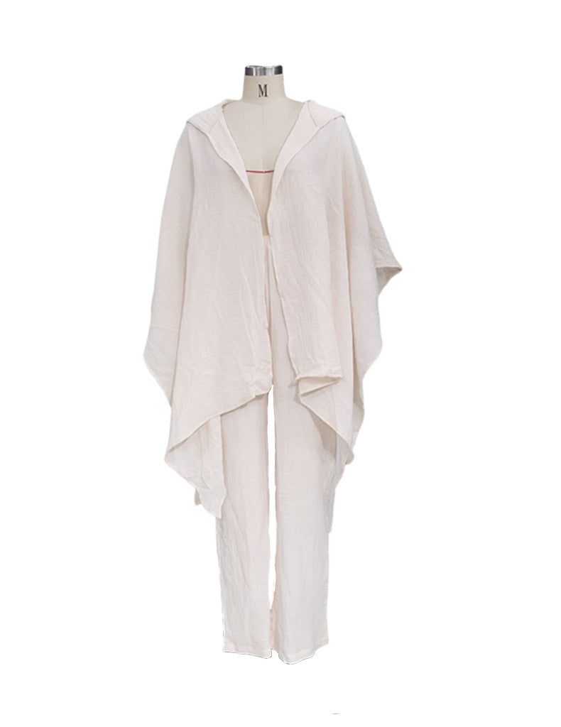 casual linen cotton long sleeves tops and pants