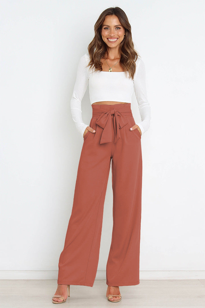 Elegant Office Lady Summer Wide Legs Pants