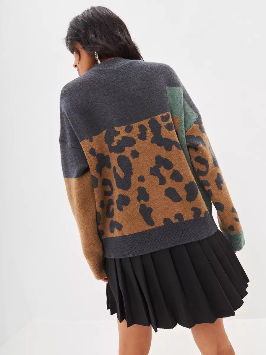 Vintage Leopard Loose Pullover Knitted Sweaters