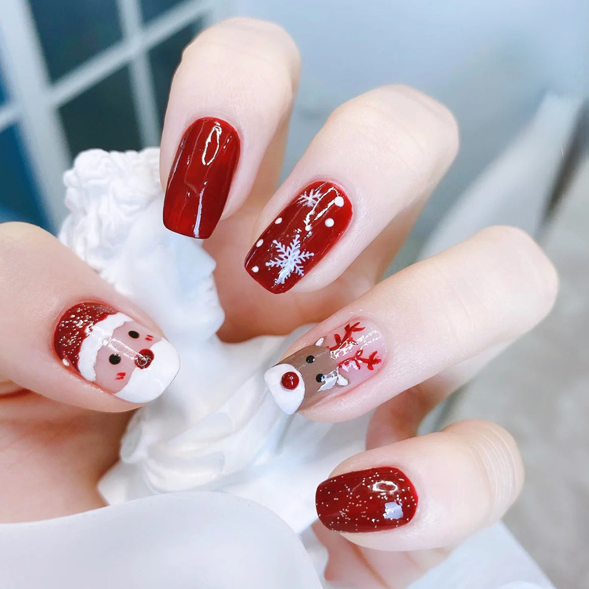 Christmas Snowflake Press on Nails 2pcs/Set