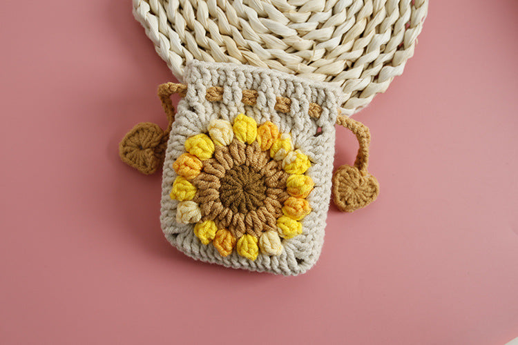 Sweet Crochet Sunflower Handwoven Mini Bundle Change Bag