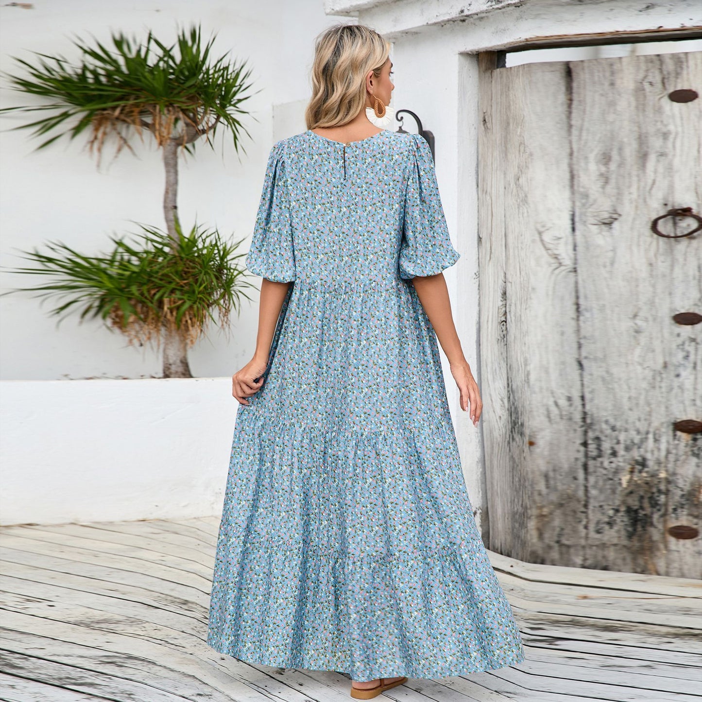 Vintage Half Sleeves Midi Length Plus Sizes Vacation Dresses