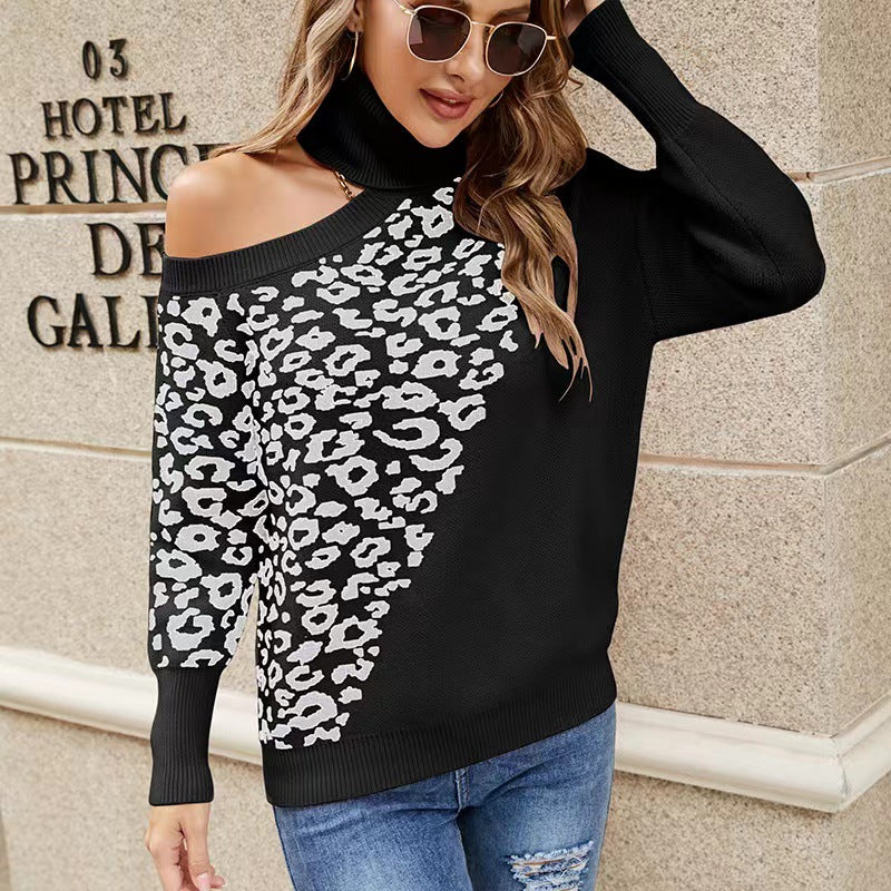 Casual Leopard Long Sleeves Knitted Sweaters