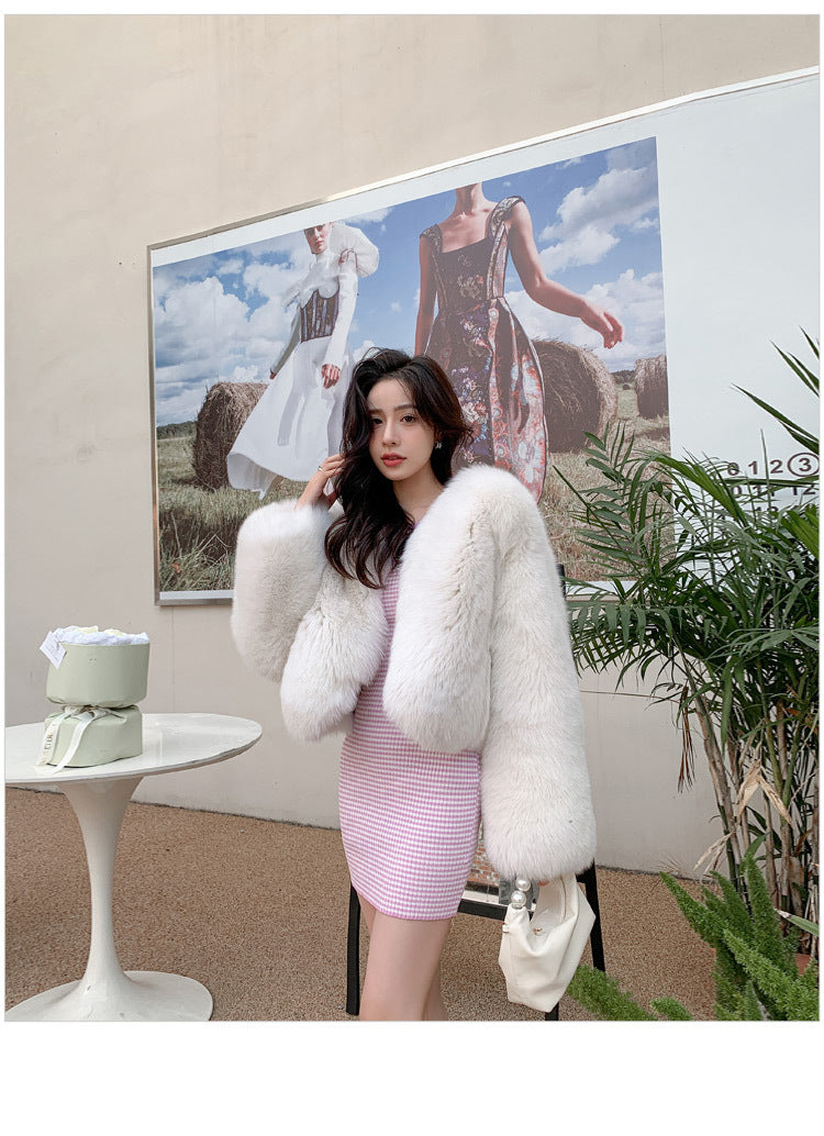 Designed Faux Fox Fur Warm Short Coats