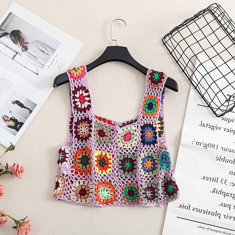 Sexy Embroidery Summer Knitted Holiday Tank Tops