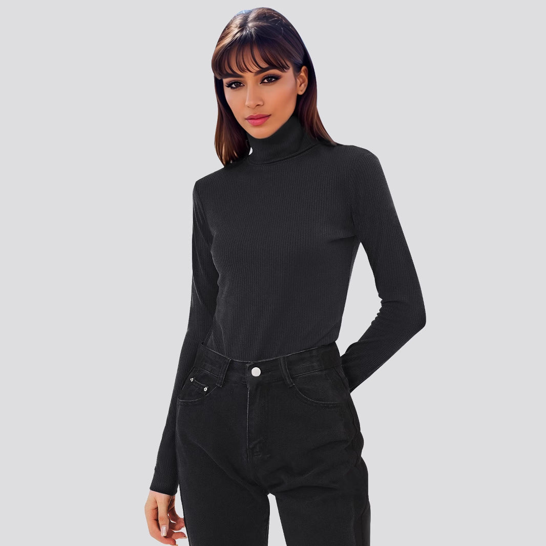 Sexy High Neck Long Sleeves Knitted Women Jumpsuits