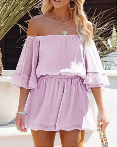 Sexy Off The Shoulder Chiffon Summer Short Jumpsuits