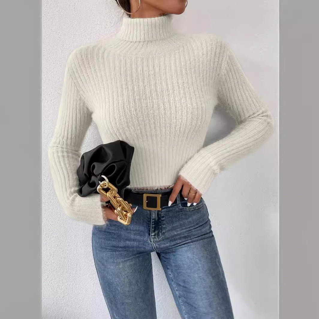 Fashion High Neck Knitted Pullover Sweaters