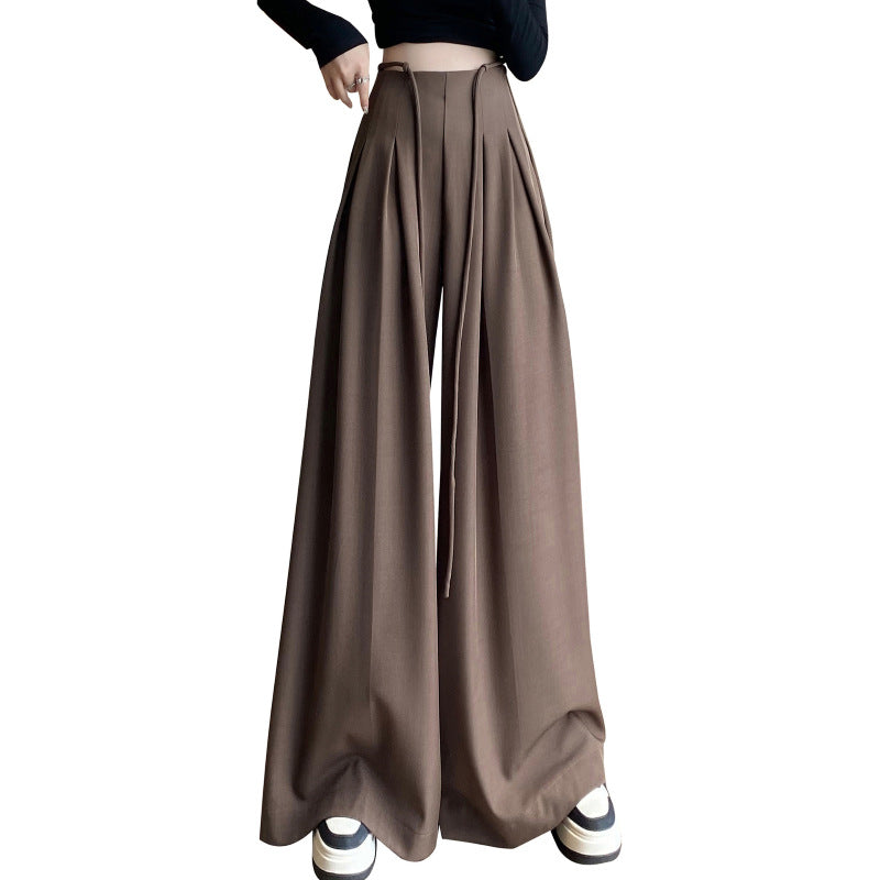 Designed High Waist Wide Legs Straight Pants