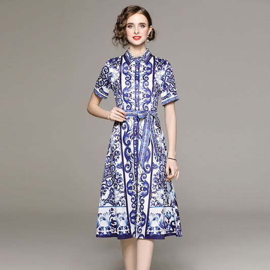 Fashion Designed Floral Midi Dresses with Belt