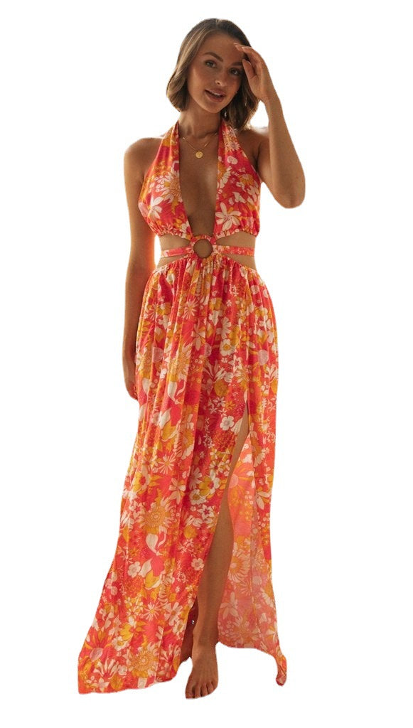 Sexy V Neck Summer Halter Long Dresses