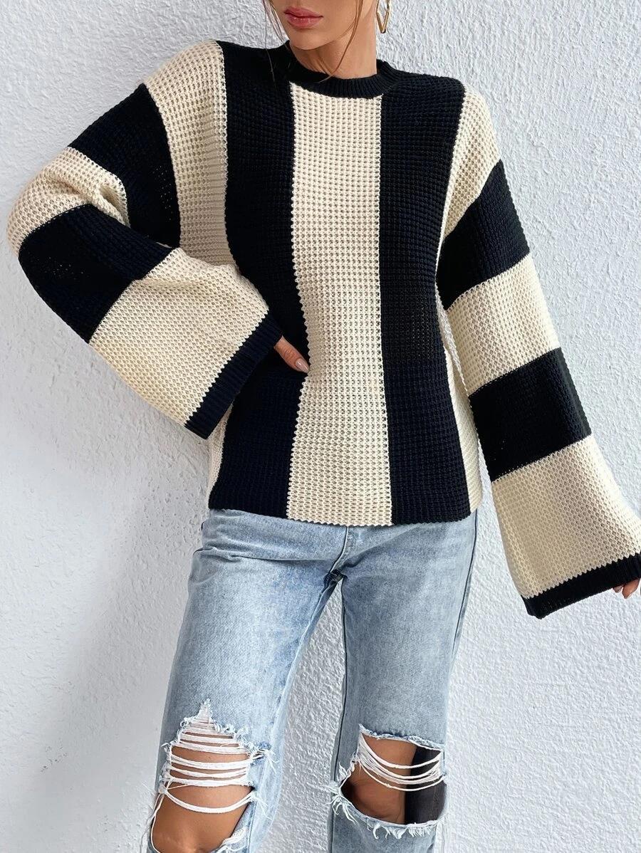 Designed Striped Knitted Sweaters