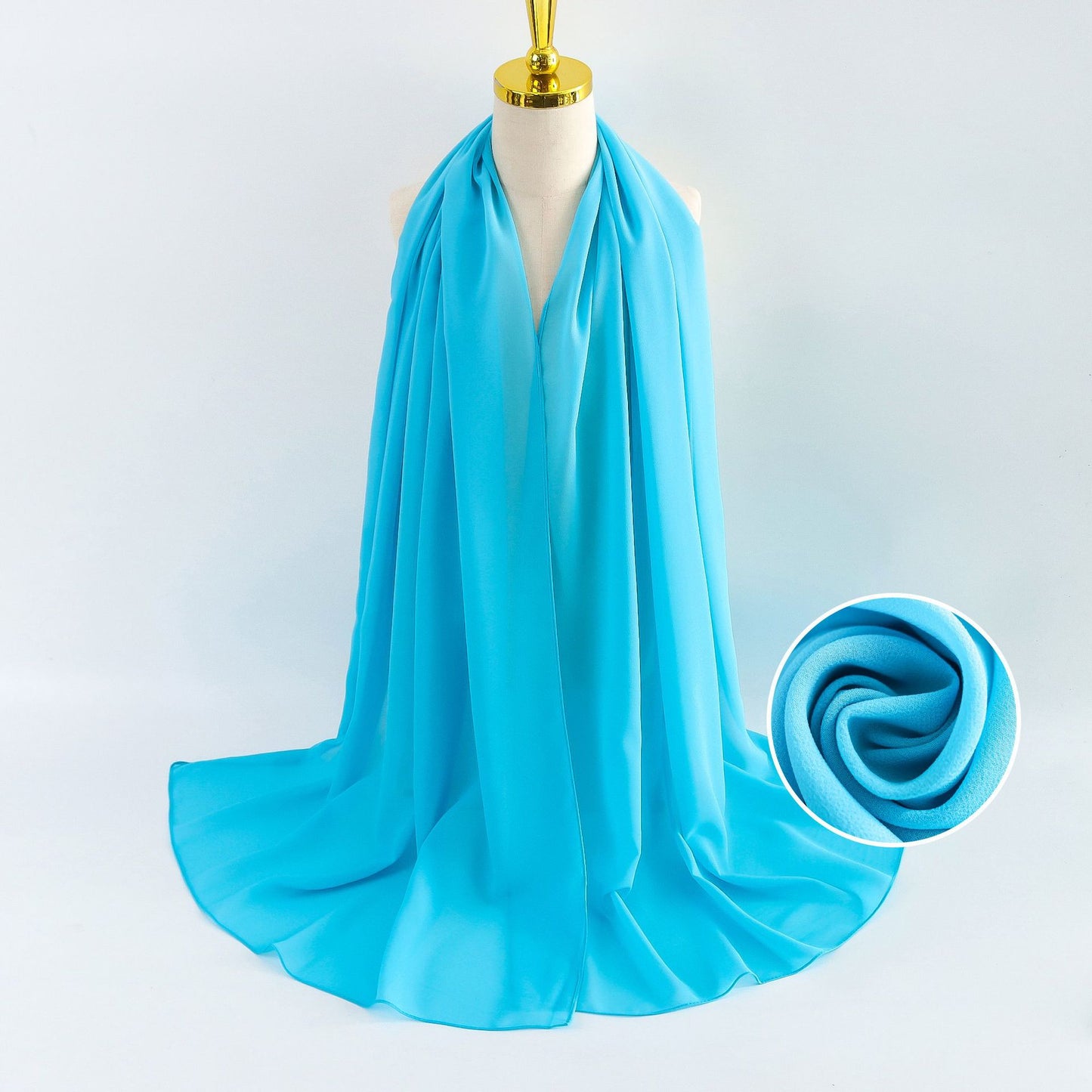 Women Pearl Chiffon Scarf Solid Color Bubble Towel Versatile Scarves