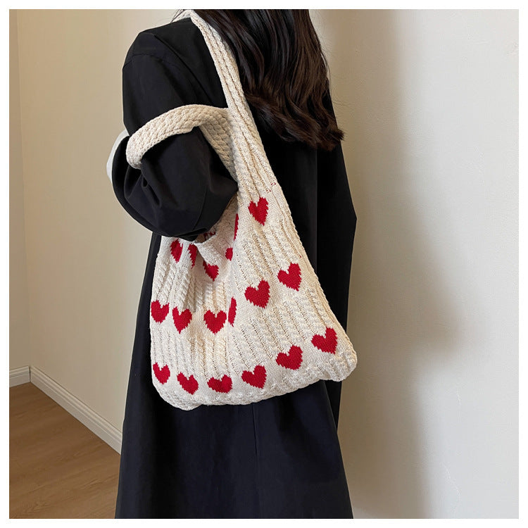 Casual Summer Knitted Wave Sweetheart Shoulder Bags