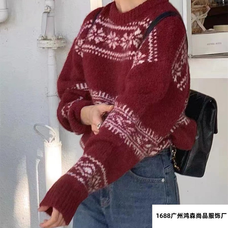 Vintage Christmas Pullover Knitted Sweaters