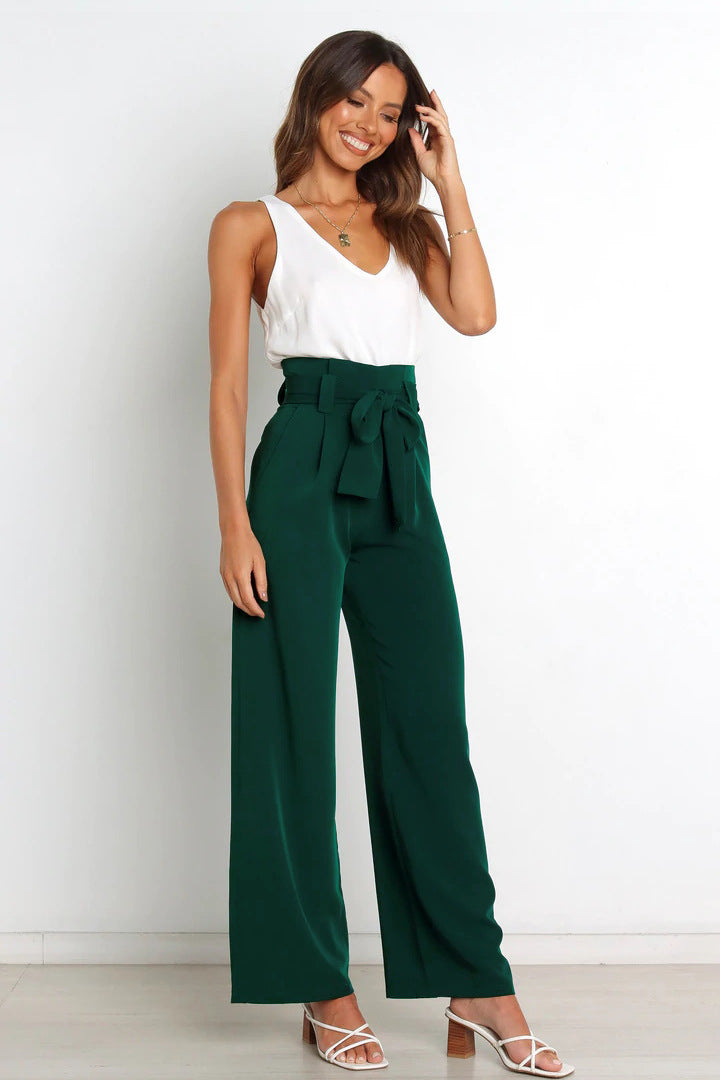 Elegant Office Lady Summer Wide Legs Pants