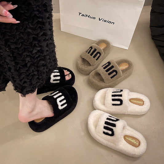 Fashion Women Winter Platform Slippers