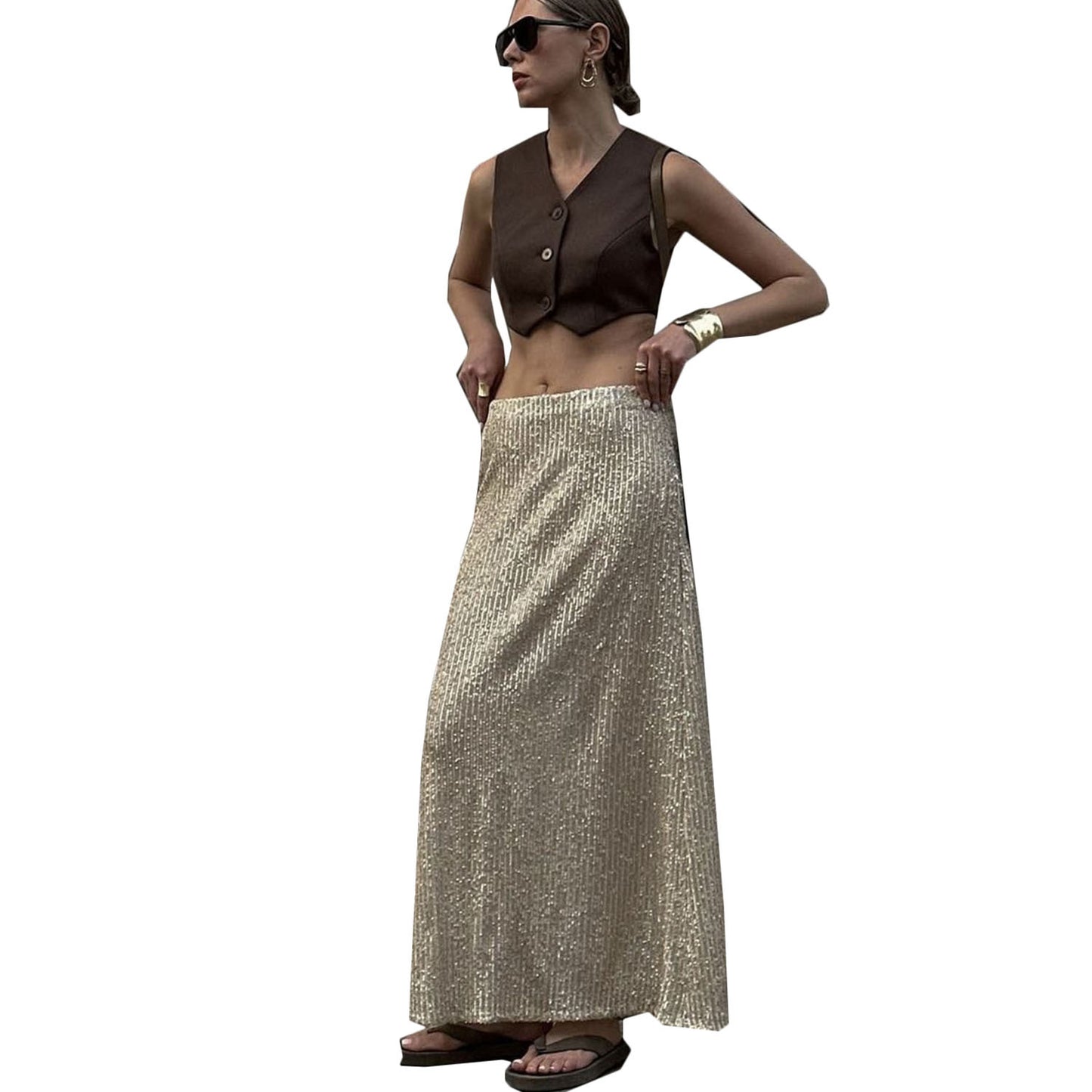 Sexy Sequined Women Long Skirts