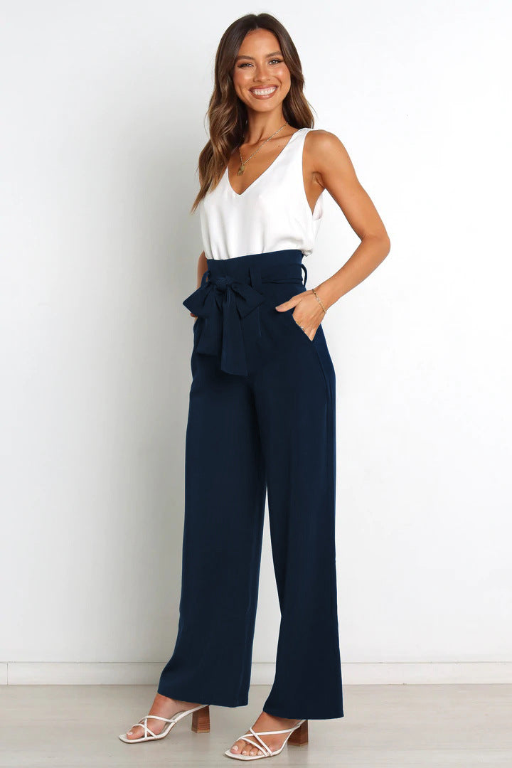 Elegant Office Lady Summer Wide Legs Pants