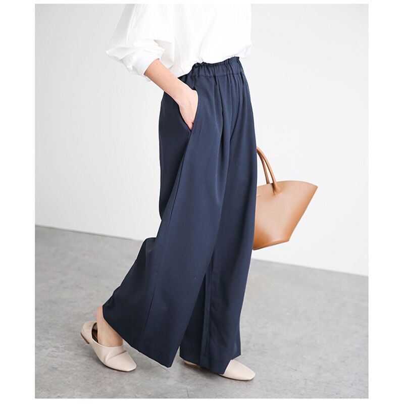 Leisure Elastic Waist Casual Wide Legs Pants