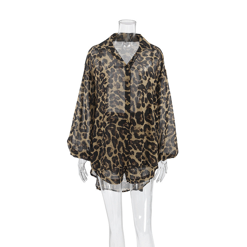 Casual Summer Breathable Leopard Two Pieces Suits