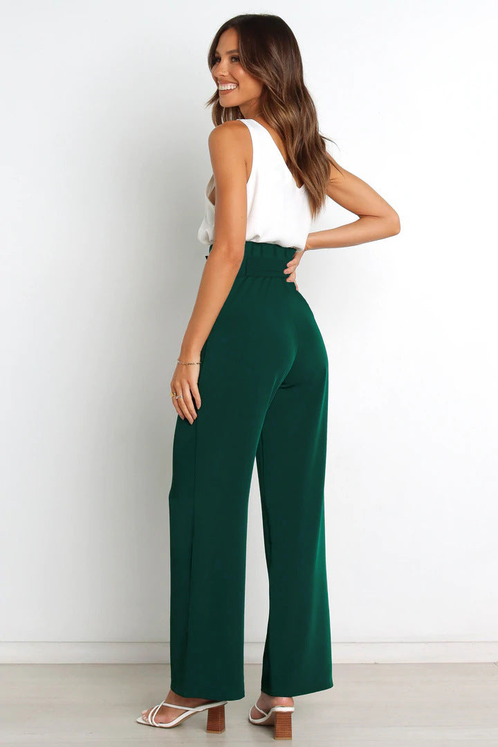 Elegant Office Lady Summer Wide Legs Pants