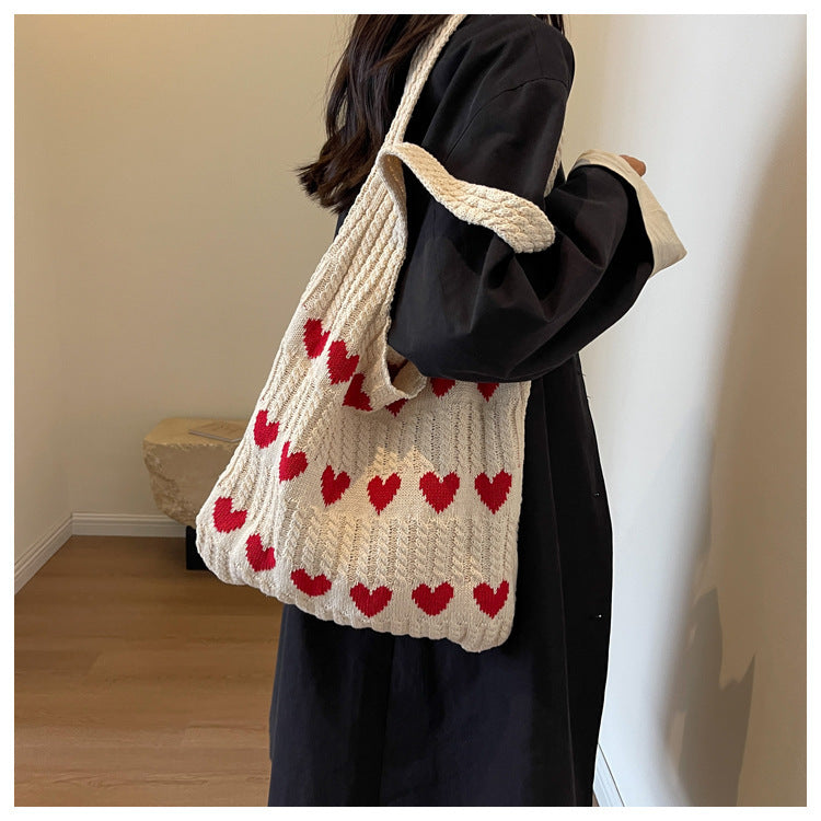 Casual Summer Knitted Wave Sweetheart Shoulder Bags