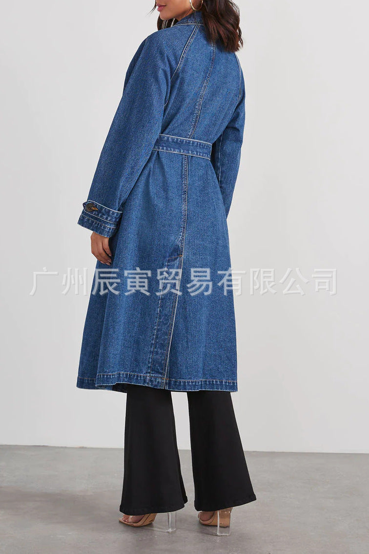 Casual Denim Cotton Winter Long Overcoats