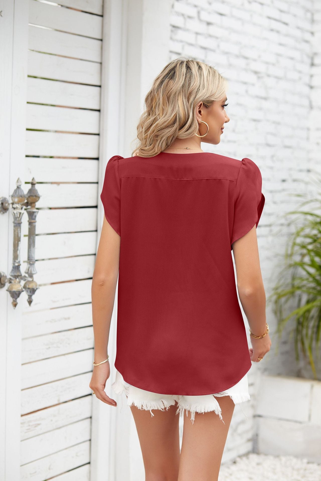 Casual Chiffon Short Sleeves Blouses for Women