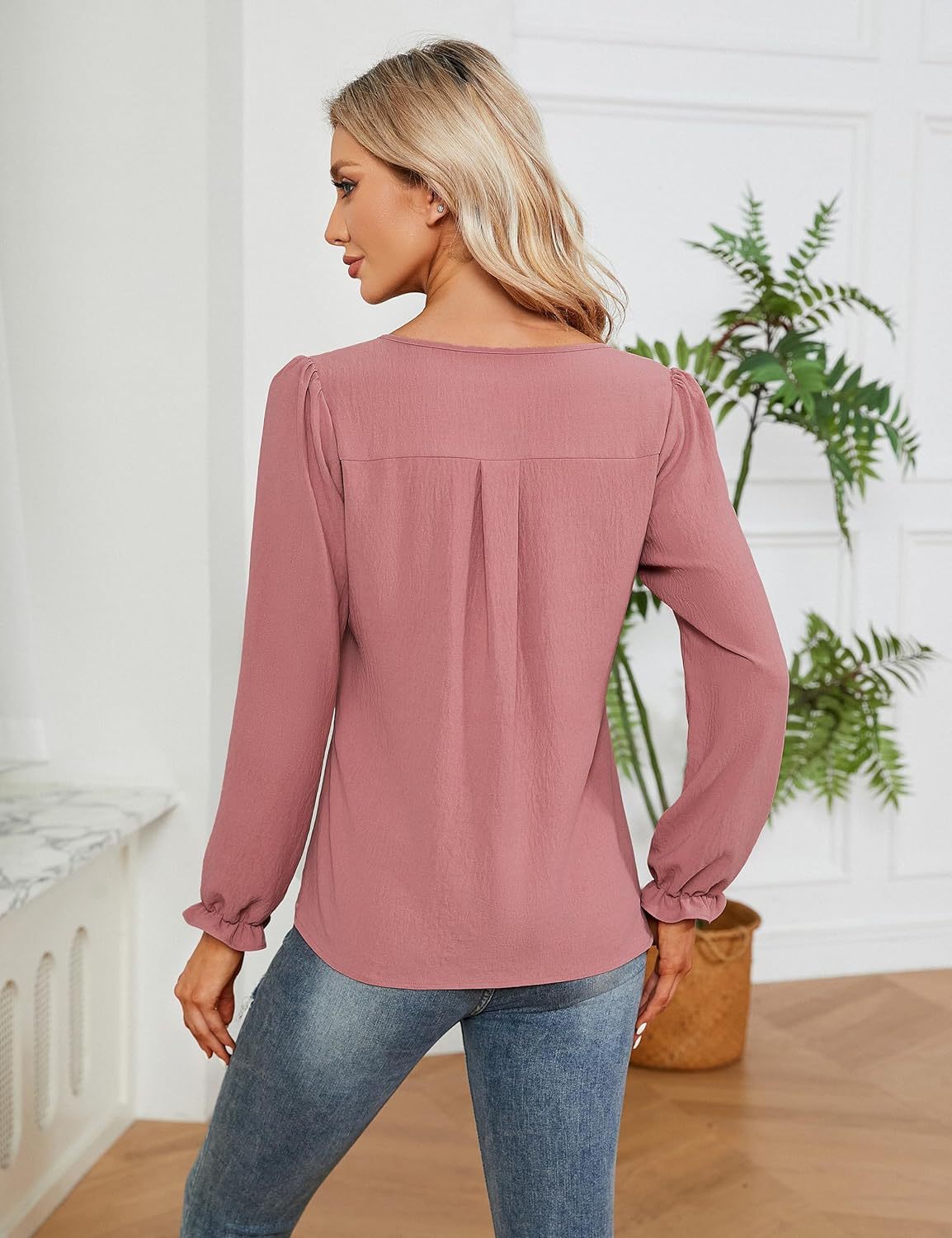 Casual Chiffon Summer V Neck Long Sleeves Blouses