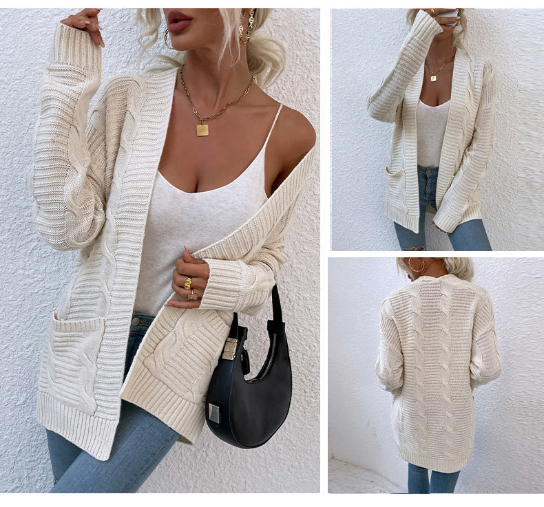 Fashion Twist Knitted Cardigan Coats