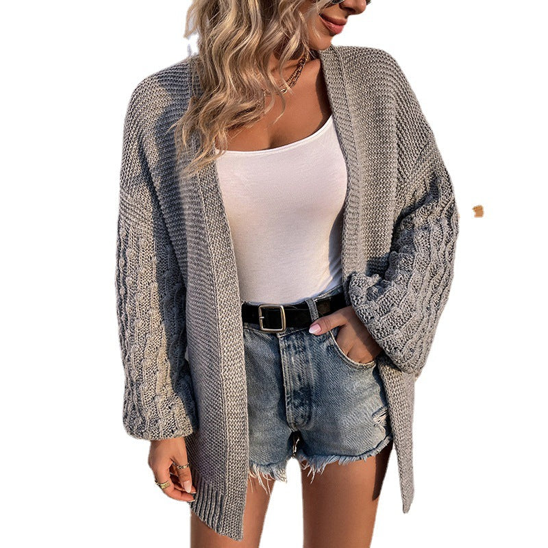 Fashion Lantern Sleeves Knitted Cardigan Coats for Women