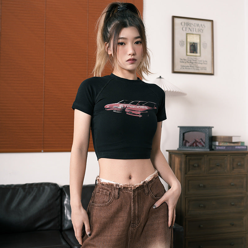 Sexy Car Design Midriff Baring Summer T Shirts