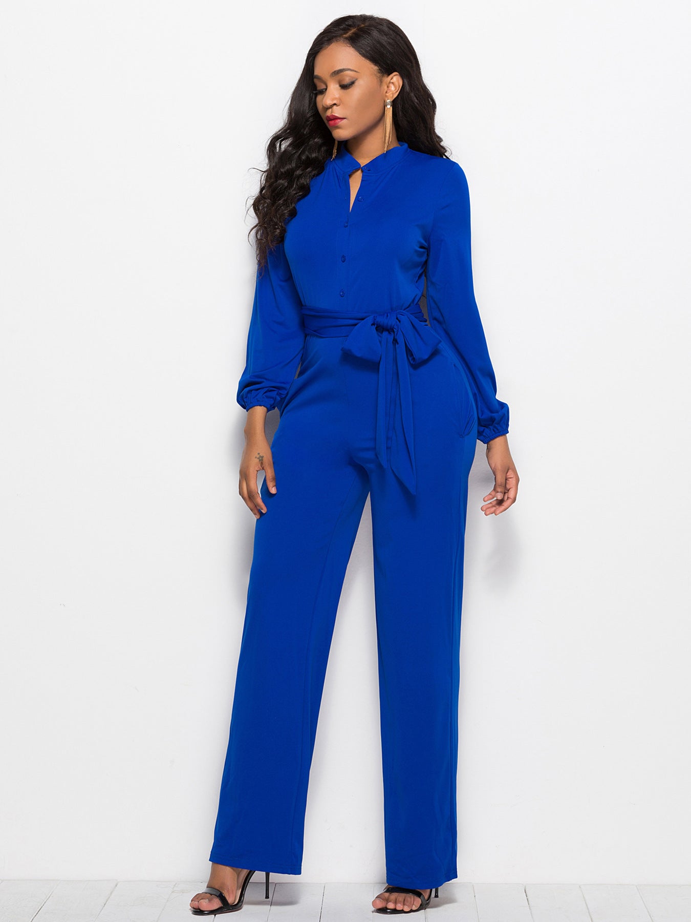 Fashion Long Sleeves Wide Legs Jumpsuits Romper for Women