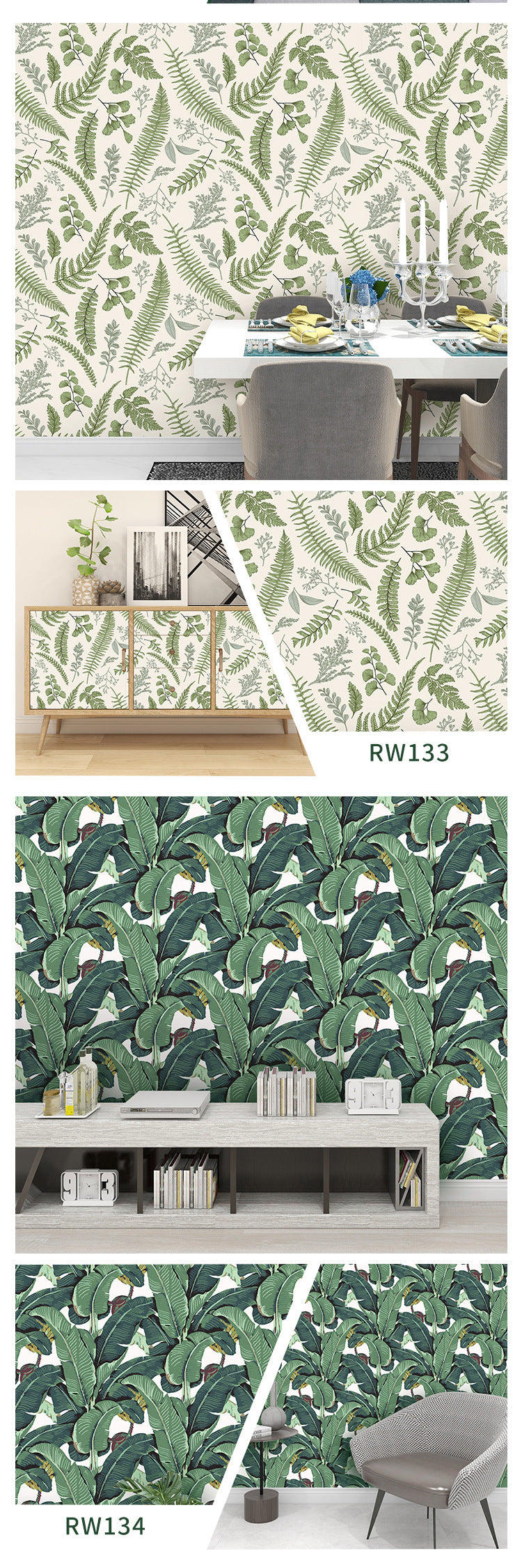 Palm Leaf Design Wallpapers for Living Room