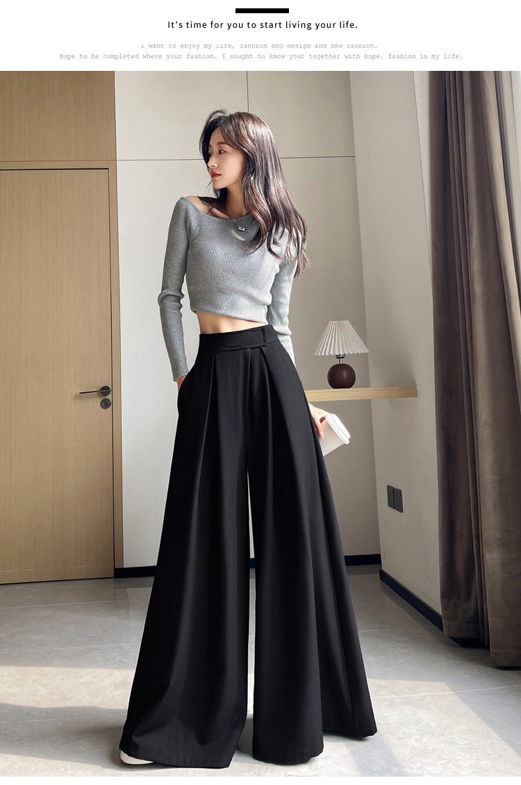 Casual High Waist Loose Wide Legs Straight Pants