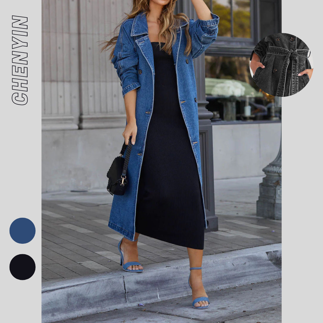 Casual Denim Cotton Winter Long Overcoats