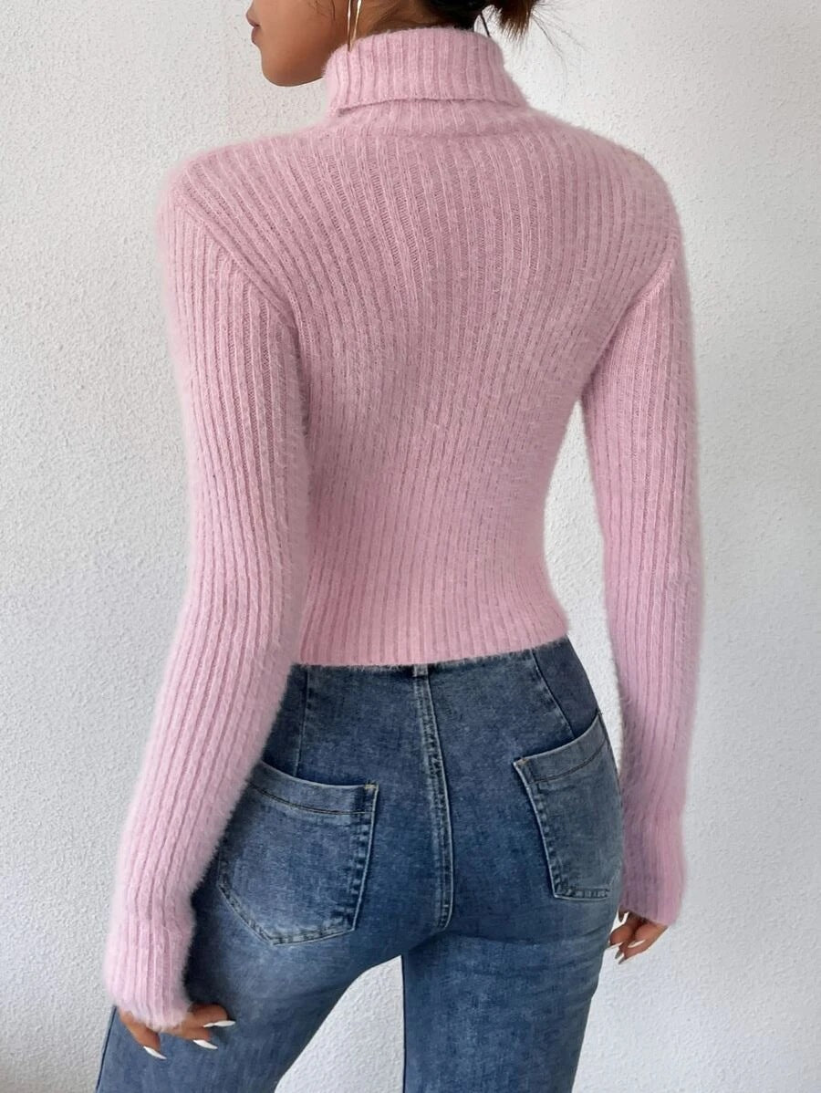 Fashion High Neck Knitted Pullover Sweaters