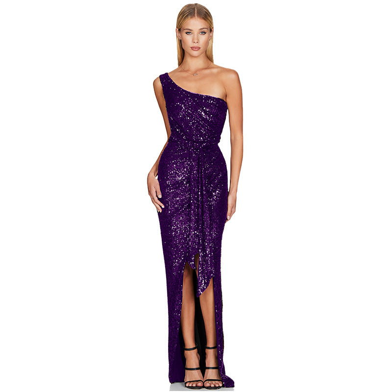 Sexy Sequined One Shoulder Party Dresses