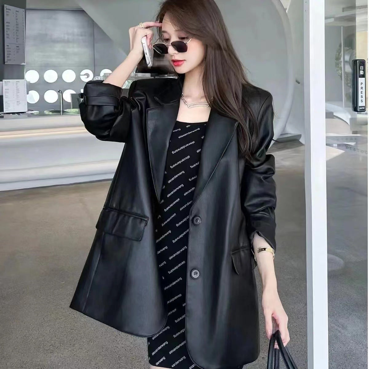 Fashion Luxury PU Leather Jacket Coats