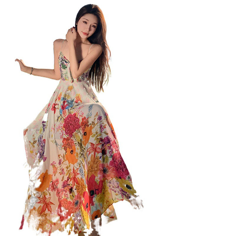 Colorful Oil Painting Summer Holiday Dresses for Women